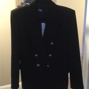 Zara Ladies Double Breasted Black Blazer